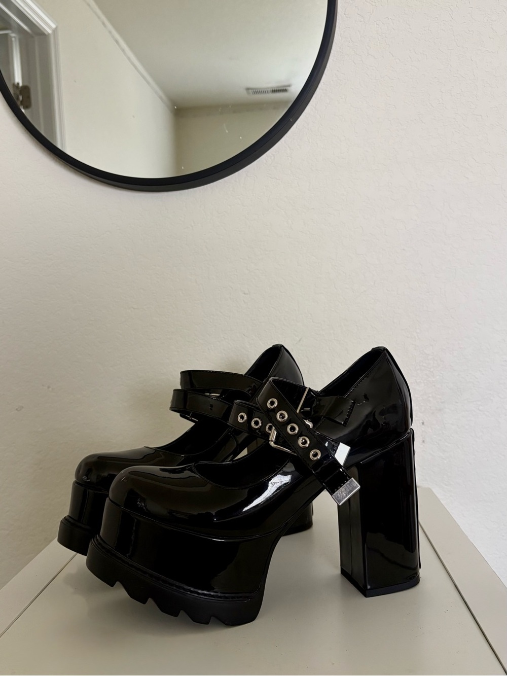 Black Patent Platform Mary Janes